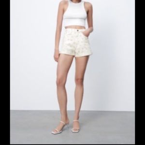 Zara floral pattern jean shorts